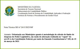 Imagem da notícia Nota Técnica da STN muda entendimento sobre o cálculo do limite de despesa de pessoal das câmaras municipais